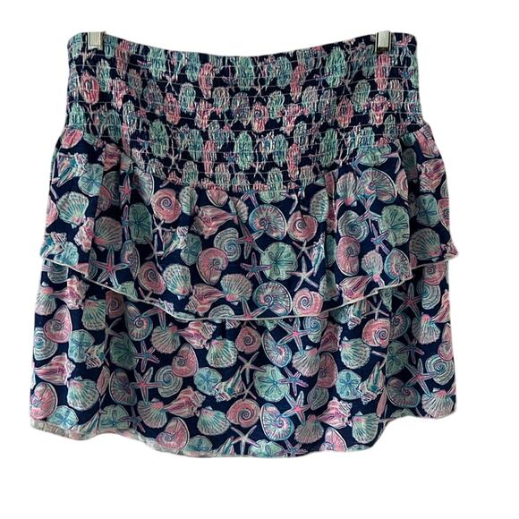 Simply Southern, Smocked, Tiered Skirt Sea Shell Print Woman’s Size XXL Mini - Picture 2 of 8